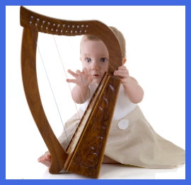 Baby and tiny harp
