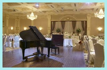 Piano in ballroom